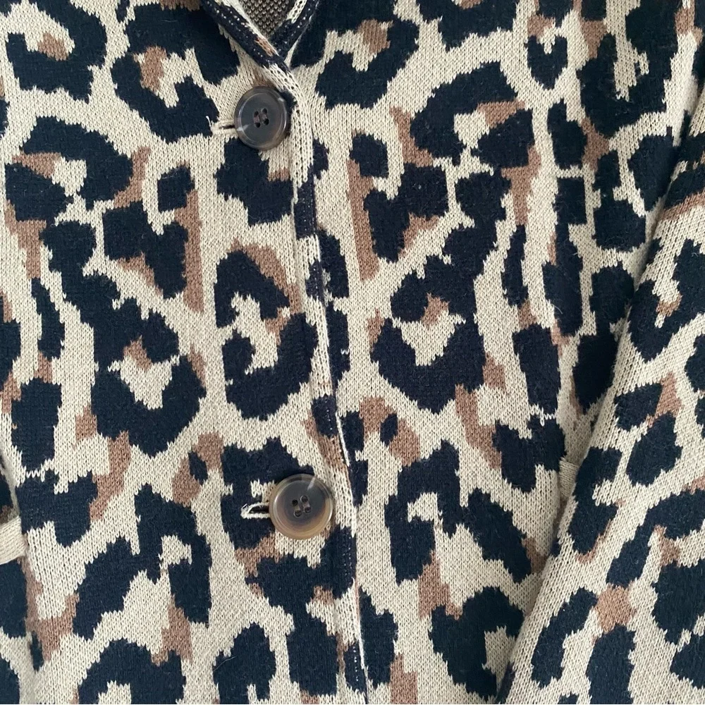 J. Crew Animal  Print 100% Cotton Sweater Blazer S